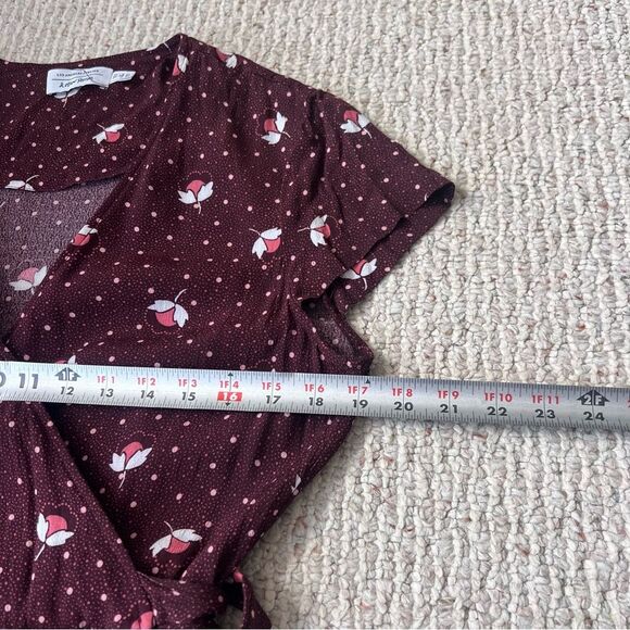 & Other Stories Women's Maroon Floral Wrap V-Neck Dress - Picture 8 of 13